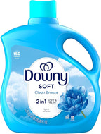 Downy Soft, 2 in 1 Soft and Fresh Liquid Fabric Softener, Clean Breeze, 111 fl oz, 150 Loads, Fabric Conditioner Liquid provides softness and freshness for fabrics