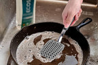 Cast Iron Scrubber Brush with Handle Cast Iron Cleaner Chainmail Scrubber + Pan Scraper, 316 Chain Maille to Clean Pan Pot Skillet Grill Griddle Metal Scrub Wok Scrub Carbon Dutch Oven Carbon Cleaning