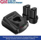 ACDelco ARI12105-K5 G12 Series 12V Cordless Li-ion 3/8” 2-Speed Drill Driver & ¼” Impact Driver Combo Tool Kit