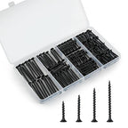 #6 Black Wood Screws for Drywall, Drywall Screw Combo Kit, 166 Pieces Coarse Threaded Slate Screw Set, Phillips Groove Self-Tapping Drywall Screws 4 Sizes 1", 1-1/4", 1-5/8", 2"