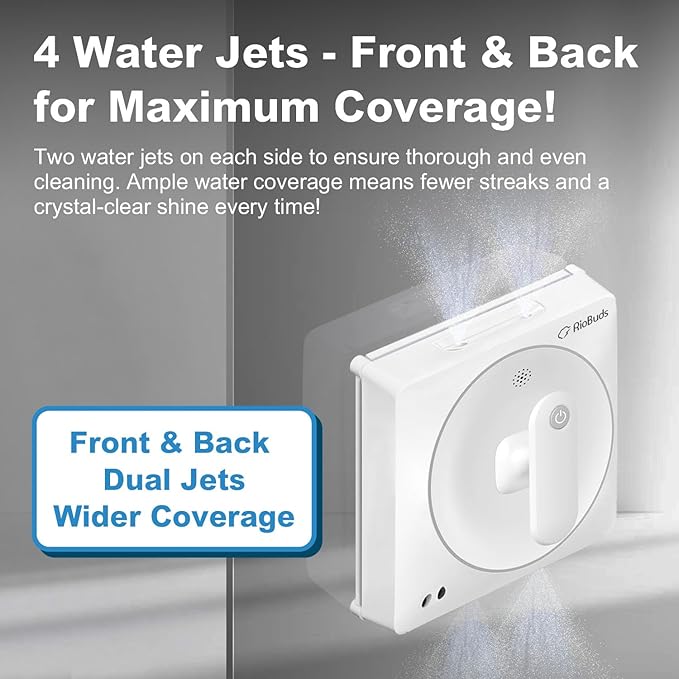 Taiwan Window Cleaning Robot RS7 Plus - Front & Back Dual Jets, Compatible with Wet Pad, 4300PA Suction, Edge Detection, Edge Cleaning Mode