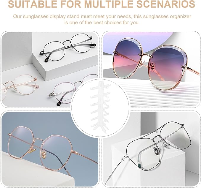 HOMSFOU Multi-Layer Sunglass Display Stand Eyeglasses Holder Rack 6-Tier Plastic Organizer for Desktop Storage and Eyewear Display
