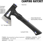 SULKADA Camping Hatchet, 10.5 Inch Survival Axe,Stainless-Steel Blade,Fiberglass Shock Reduction Handle with Anti-Slip Grip, for Chopping Wood,Gardening and Outdoor Survival,Gift for Dad Men