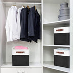 Collapsible Fabric Storage Cubes 11x11 Cube Storage Bins, 4 Pack Closet Baskets Box with Handles for Organizing, Shelf, Toys, Clothes, Home, Office, Nursery (Black&White)