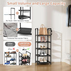 LANTEFUL Narrow Shoe Rack 5 Tier Shoe Shelf Storage for 5-10 Pairs Shoe and Boot, Sturdy Shoe Storage Space Saving Corner Shoe Rack Organizer for Closet, Entryway, Living Room, Black