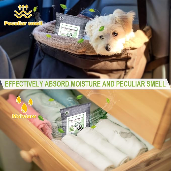 Activated Charcoal Odor Absorber for Strong Odor in Basement, Cars, Closets, Smoke, Shoes. 16 Pack Bamboo Charcoal Air Purifying Bags Deodorizer Odor Eliminator for Home