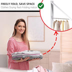 Ithywat Retractable Clothes Drying Rack，Space Saver Wall Mounted Folding Hanger for Laundry Room, Closet Storage Organization, Easy Installation Aluminum Dryer White