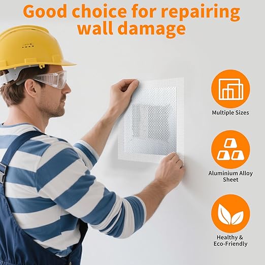 Wall Patch Kit, 15 Pieces Self-Adhesive Mesh Repair Patches for Drywall, Multiple Sizes 2/4/6/8 Inch, Permanently Repairs Damaged Walls and Ceilings