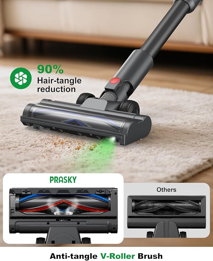 Cordless Vacuum Cleaner Bendable 6-in-1 Stick Vacuum — Lightweight with 45mins Runtime, LED Display & Headlight, Rechargeable for Carpet, Tile, Pet Hair & Hardwood Floors (Purple)