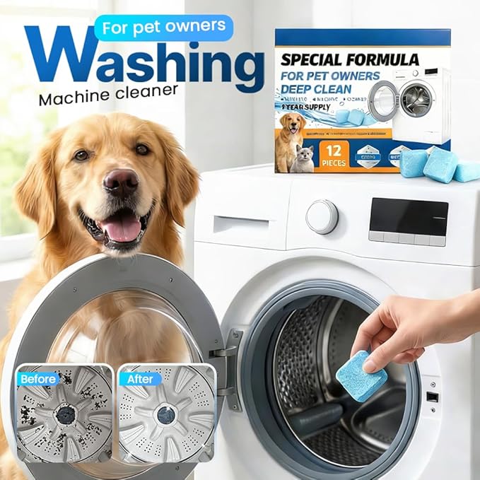 Washing Machine Cleaner Tablets 24 Pack, 2026 Upgraded Washer Cleaner Tablets for HE Top Front Load Washer, Removes Pet Hair, Odors, Suitable for Pet Owners (36 Pack)