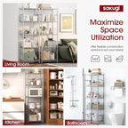 Sakugi Storage Shelves - Set of 2, 5-Tier Metal Shelf Organizer, Space-Saving Garage Shelving with Leveling Feet, Standing Shelves Organizer for Kitchen, Laundry, Pantry (18.4"x12.6"x57.4", Silver)