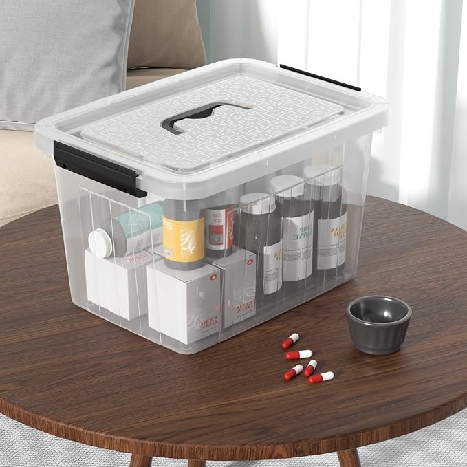 10 Quart Clear Plastic Storage Boxes with Handle, 4-Pack Clear Plastic Storage Bins with Lids