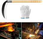 Carbon Steel Grass Sickle with Wood Handle, Gardening Weeding Weeder, Garden Hand Tool, Farming Weed Remover, Scythe Blade Cutter, Manual Mowing Blade Cutter, Thick Blade Quick Work