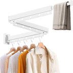 Clothes Drying Rack, Laundry Drying Rack Wall Mount for Bathroom, Retractable and Foldable Clothes Hanging Rack for Indoor, Space Saver for Laundry Room, Balcony, Closet, Bedroom(3-Fold),White