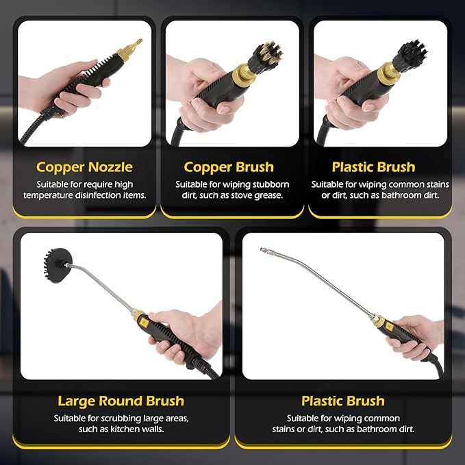 Dyna-Living Steam Cleaner 2500W Car Steamer for Auto Detailing Handheld Steamer Cleaner for Home, High Pressure Steam Cleaner with 1L Water Tank Portable Steamer for Cleaning Kitchen Hood Use