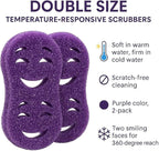 Smilyeez Double-Size Scrub Moji Duo Sponge 2-Pack – Dual Smiling Faces, Temperature-Responsive Scrubber – Scratch-Free, Odor & Stain Resistant