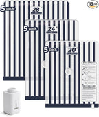 BAGSMART Travel Vacuum Seal Bags with Pump, Jumbo Vacuum Storage Bags for Clothes Blankets Comforters, Space Saver Bags for Travel, Compression Bags for Seasonal Storage-Blue Stripe