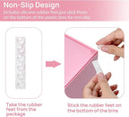 Vtopmart 4Pack Stackable Storage Drawers, 4.4'' Tall Bathroom Makeup Organizer,Plastic Storage Bins For Vanity, Undersink, Kitchen Cabinet, Pantry, Home Organization(Pink)