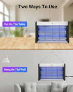 Electric Bug Zapper, 3000V High Voltage Indoor Mosquito Zapper, Powerful Hangable LED Bug Zapper for Fly, Mosquito, Moth, Gnat, Trap with Removable Washable Tray for Home Patio Backyard