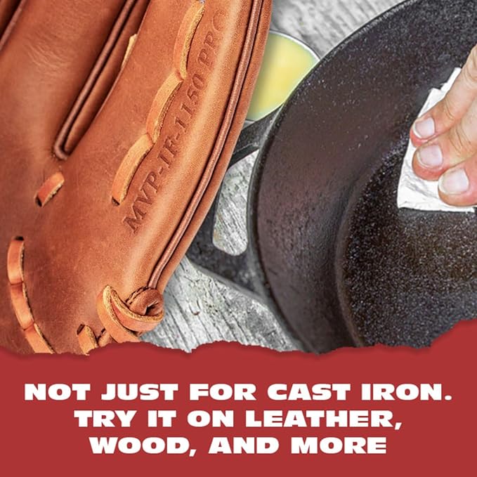Knapp Made Cast Iron Seasoning Wax and Carbon Steel Seasoning Wax - 2 Oz Unique Blend of Natural Oils and Beeswax - Restore Cast Iron, Steel, Cutting Board, Kitchenware.Wood Furniture