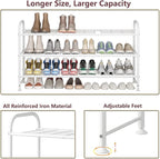LINZINAR Shoe Rack Long 3 Tier Shoe Storage Organizer Metal Wide Shoe Shelf for Closet Entryway Bedroom 24 Paris Large Capacity, Black (White, 3-Tier)