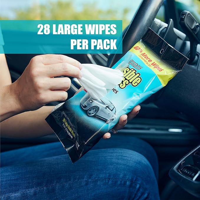 Invisible Glass 90161 Large Glass Cleaning Wipes for Streak-Free Windows, Mirrors, and Glass, Lint-Free, Ammonia-Free, Tint-Safe, for Home and Auto, Flat Pack, 28 Wipes, Pack of 1