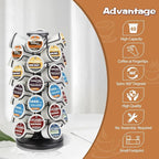 BLACKSMITH FAMILY K Cup Holders,K Cup Holder, K Cups Holder,K Cup Carousel, Coffee Pods Holder Storage Organizer Stand,No Assembly Required,Black (Capacity of 40 Pods, Black)