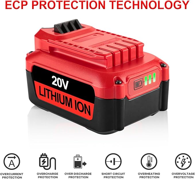 2Pack 20V 6.0Ah Lithium Battery Replacement for Craftsman CMCB202 CMCB204 CMCB0206 and CMCB104 Charger Replacement for Craftsman Compatible with V20 Tools