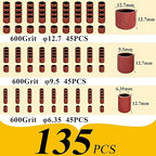 Asieg Tool Sanding Drum Kit 142Pcs 600Grit, 1/2" & 3/8" & 1/4" Diameter Drum Sanding Band with 3.17mm Shank Mandrels for Drill Dremel Rotary Tools Nails Drill