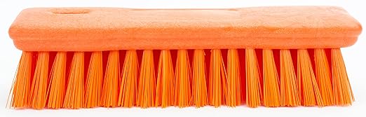 SPARTA Comfort Grip Scrub Brush Hand Brush for Bathroom, Kitchens, Countertop, Plastic, 8 Inches, Orange