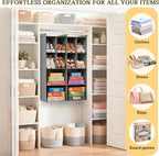 Ofiray-home 4 Tier Hanging Closet Organizer, 12 Compartments Sweater Organizer for Closet with 3 Sturdy Hooks, Closet Organizers and Storage, Wardrobe, Rv, Garment Rack, Grey
