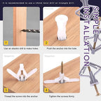 Swpeet 60Pcs White Drywall Anchor with Screw Kit - Nylon Plastic Drywall and Hollow-Wall Anchor Kit, Wall Anchor Hooks, and Hollow-Door Toggle Anchor for for Hanging Heavy Items on Drywall