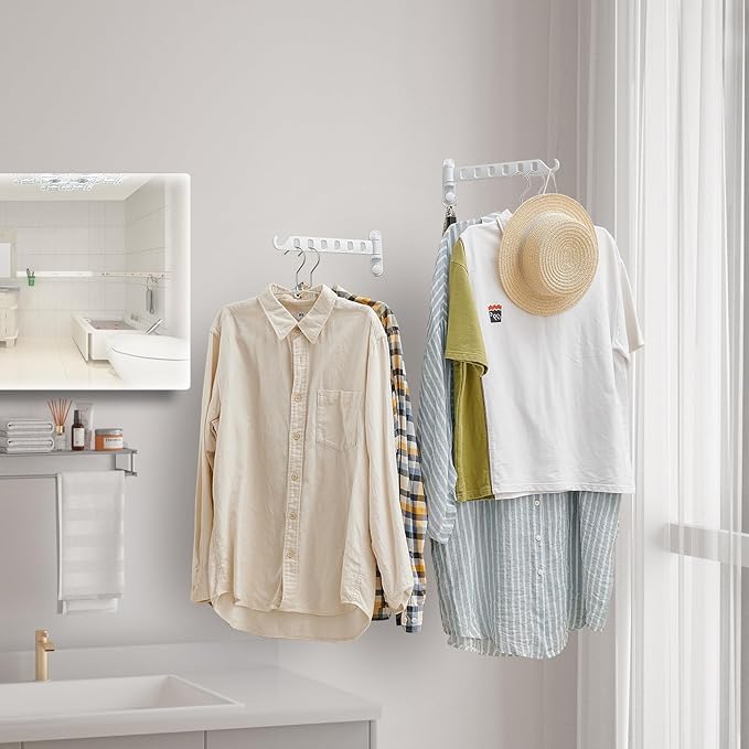 JOOM Laundry Drying Rack Wall Mounted Clothes Drying Rack Clothes Hanger White