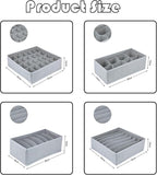 8 Pack Foldable Drawer Organizer - Light Gray Fabric Bins for Clothes, Underwear, Socks & More