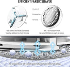 Ruidla Fabric Shaver Defuzzer, Electric Lint Remover, Rechargeable Sweater Shaver with Stainless Steel 3-Leaf Blades, Dual Protection, Removable Bin, Easy Remove Fuzz, Lint, Pills, Bobbles
