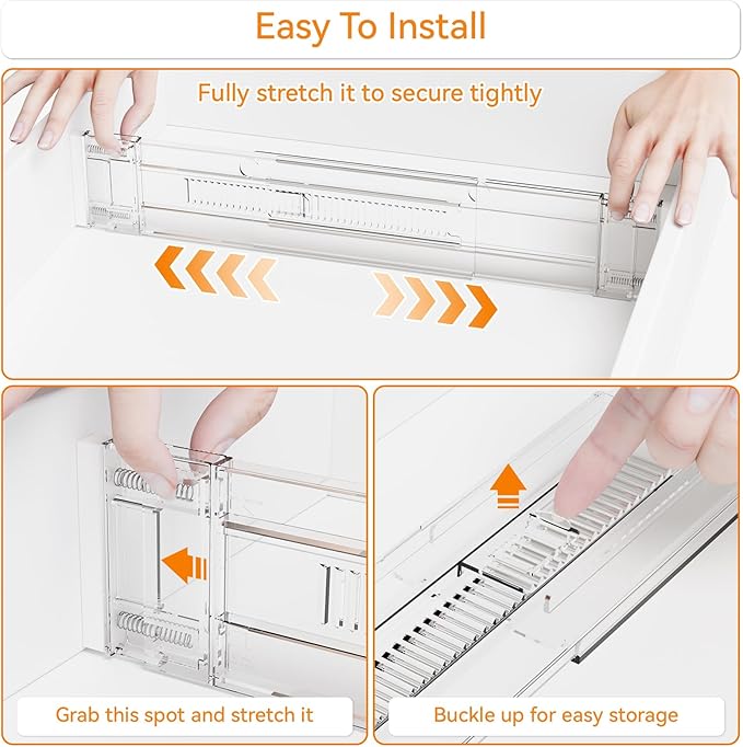 Yieach 12 Pack Clear Expandable Deep Drawer Separators From 15 to 21'' - 3.2 Inch Tall Acrylic Drawer Dividers for Clothes,Dresser Drawer Dividers for Dresser,Baby Nursery,Clothing,Sock or Underwear