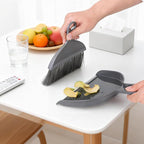 THINKLEARN 2PCS Small Dust Pan and Brush Set, Mini Broom and Dustpan Set, Compact and Hand Broom Combo Set for Cleaning, Dark Gray
