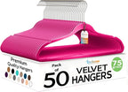 Techzoo Premium Velvet Hangers 50 Pack Ultra Thin Non Slip Adult Felt Space Saving Suit Hanger for Closet Heavy Duty Coat Pants Jackets Dress Hangers 360° Swivel Hook Hold Upto 10 lbs Dark Pink