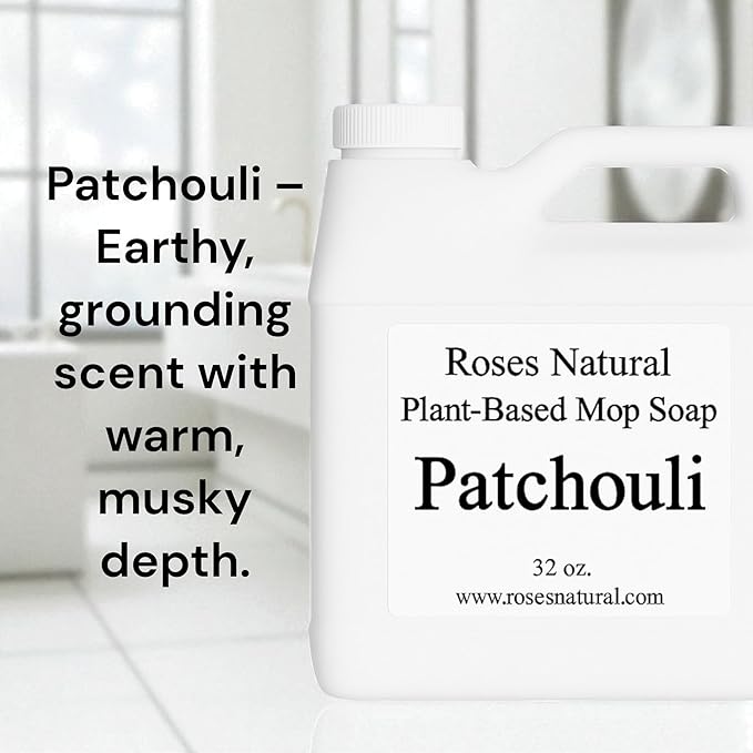 Patchouli Plant-Based Floor Cleaner Mop Soap – 32 oz | Streak-Free, Highly Scented, Concentrated Mop Solution for Tile, Vinyl, Hardwood & Sealed Floors | Non-Toxic, Eco-Friendly, Made in USA