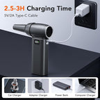 Compressed Air Duster, Electric Air Duster with 6-Gear Adjustable Speed & 6000mAh Battery, LED Light for Effortless Cleaning of Computer, Keyboard, Camera, Car, Home Office (Up to 80,000 RPM)
