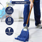 59" Mop Claw Clamp Commercial Mop Handle Pack of 2 Industrial Mop Steelhead with Wooden Handle Wet Mops for Floor Cleaning Heavy Duty (Mops not Included)
