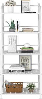 5 Tier Metal Shelf Storage Shelves Living Room Bookshelf Bathroom Corner Storage Rack for Kitchen,Indoor Plant Stand (Matte White, 5 Tier)