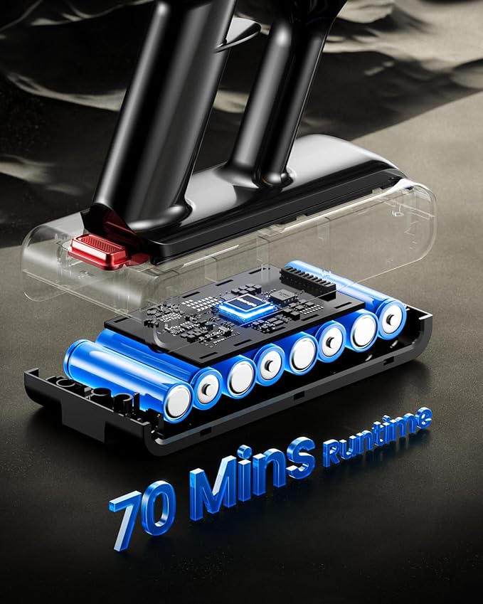 Cordless Vacuum Cleaner, 580W 48KPA 70Mins Vacuum Cleaners for Home, Stick Vacuum with Charging Dock Station, Anti-Tangle Wireless Vacumm, Rechargeable Cordless Vacuum for Pet Hair/Carpet/Hard Floor