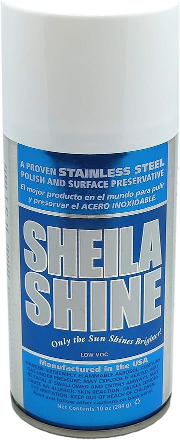 Sheila Shine Low Voc Stainless Steel Polish & Cleaner | Protects Appliances from Fingerprints and Grease Marks | Residue & Streak Free | NSF Certified | 10 oz Aerosol Can