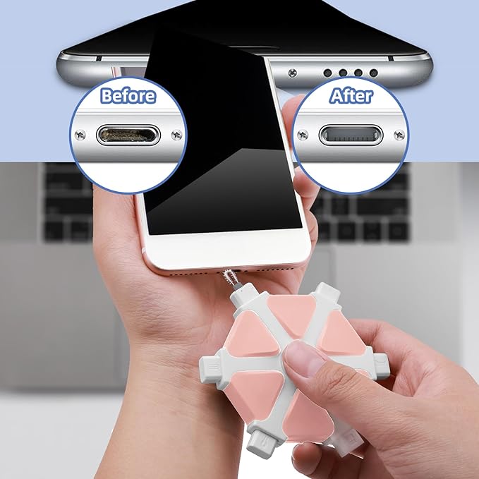 iPhone Cleaning Kit iPhone Cleaner,Charging Port Cleaning Multi-Tool,Phone Lightning Port Repair & Restore Tool,Cell Phone Cleaner for iPad Speakers Earbuds Cable, Pink