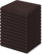 Homaxy 100% Cotton Waffle Weave Kitchen Dish Cloths, Ultra Soft Absorbent Quick Drying Dish Towels, 12 x 12 Inches, 12-Pack, Dark Brown