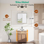 TokeShimi 20 x 26 Recessed Medicine Cabinet with Mirror Wall Mounted, Aluminum Alloy Black Medicine Cabinet Mirrored, Metal Beveled Mirror with Storage for Bathroom Vanity