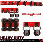 Garage Tool Organizer Wall Mount 49.5inch With 9 Hooks,Shovel Holder Wall Mount Ski Rck for Garage Garden Tool Rack Heavy Duty(Red)