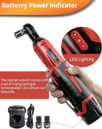 AOBEN Cordless Electric Ratchet Wrench Set, 3/8" 12V Power Ratchet Tool Kit With 2 Packs 2000mAh Lithium-Ion Battery And Charger