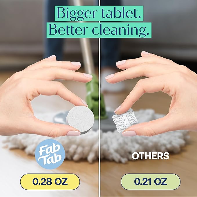Fab Tab Hard Floor Cleaner Tablets - Pre-Measured Dissolvable Tablets for Hardwood, Tile and Vinyl Floors. Enzyme-Based Formula, Boutique Hotel Scent, Streak-Free Results